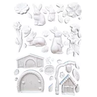 Szilikon öntőforma A5 - Nyuszi és virágok – húsvéti dekorációhoz