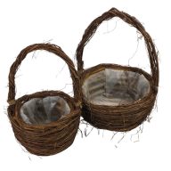 Fonott inda kosár szett barna 2db/szett – kreatív hobby projektekhez és dekorációhoz – Papelito.hu