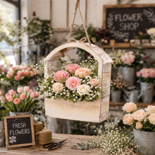 Íves tetejű zsinóros virágtató 28x22x11cm