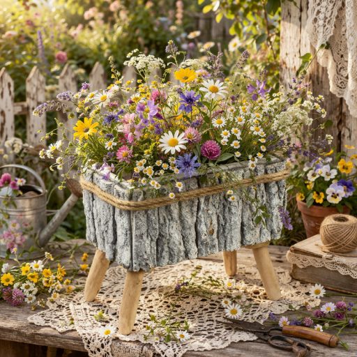 Fakéreg virágláda lábbal szürke 24x25x12cm