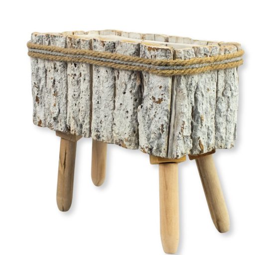 Fakéreg virágláda lábbal fehér 24x25x12cm