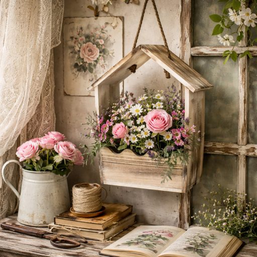 Íves tetejű zsinóros virágtató 28x22x11cm