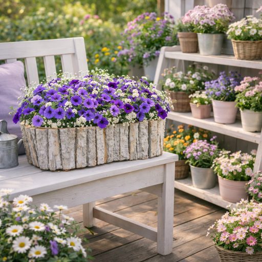 Fakéreg virágláda fehér 40x19x14cm