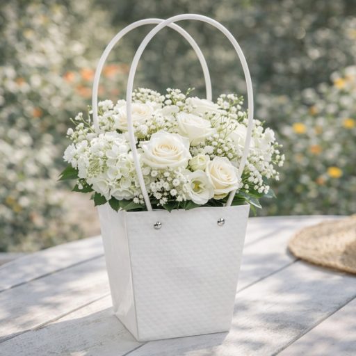 Impregnált mintás virágtasak - fehér