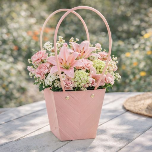 Impregnált mintás virágtasak - rózsaszín