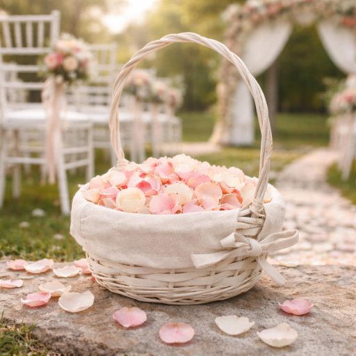 Sziromszóró anyagos kosárka 20x18x22cm