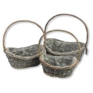 Fonott ovál kosár szett szürke 3db/szett