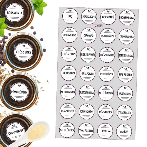 Matrica - Fűszerek extra 3cm 28db/lap M0046