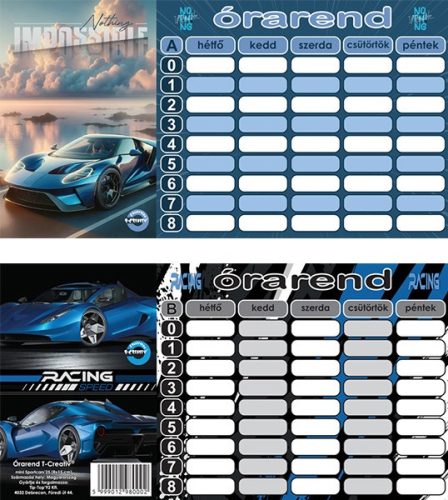 Órarend 8*15cm Sportcars N13046TSC