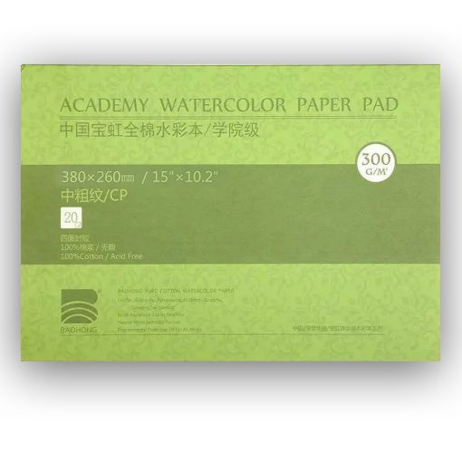 Akvarelltömb - Baohong Pure Cotton Cold Pressed Watercolor Paper Pad 380x260mm