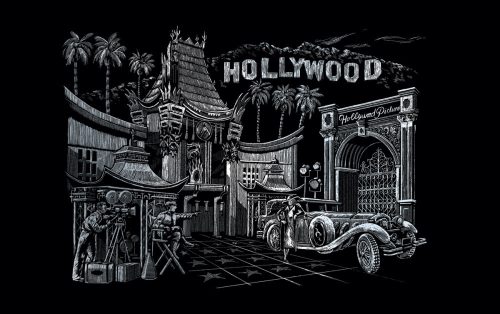 Képkarcoló készlet karctűvel, felnőtteknek - 28x36 cm - Ezüst - Hollywood