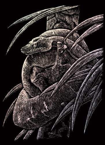 Képkarcoló készlet karctűvel - 20x25 cm - Holografikus - Kígyó