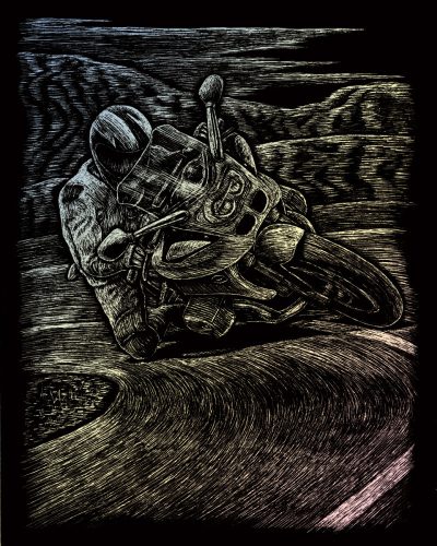 Képkarcoló készlet karctűvel - 20x25 cm - Holografikus - Motorversenyző