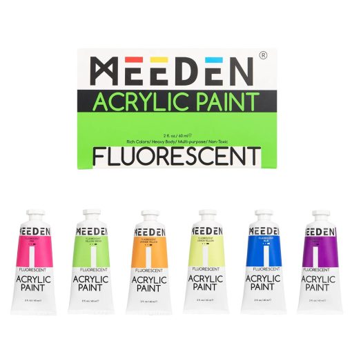 Akrilfesték készlet, sűrű - MEEDEN 6-color Fluorescent Acrylic Paint, 60 ml tube