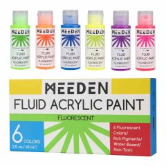   Akrilfesték készlet - MEEDEN Fluid Acrylic Paint Set, 6 Metál színek ( 6 x 2 oz, 60 ml)