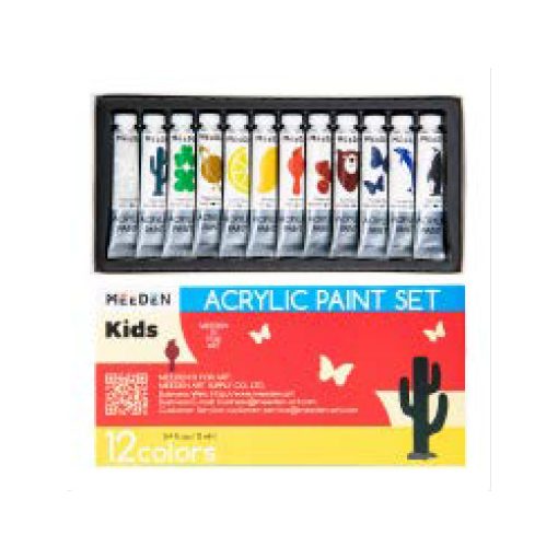 Akrilfesték készlet gyerekeknek - MEEDEN Acrylic Paint Set, 12 Vibrant Colors 12x12 ml - 12 színű alapkészlet