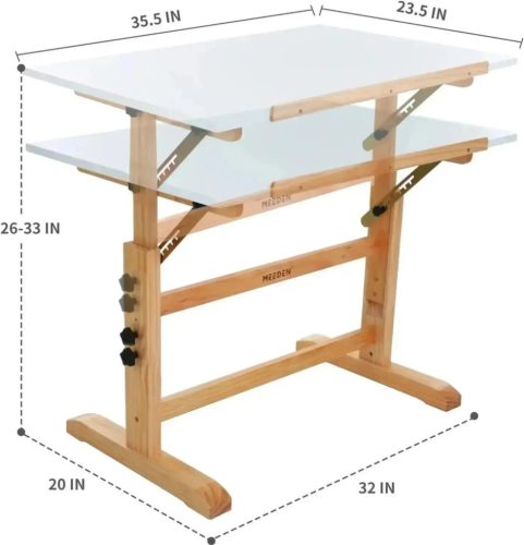 Rajz- és Festőasztal, állítható, dönthető - MEEDEN Natural Wood Drafting Table