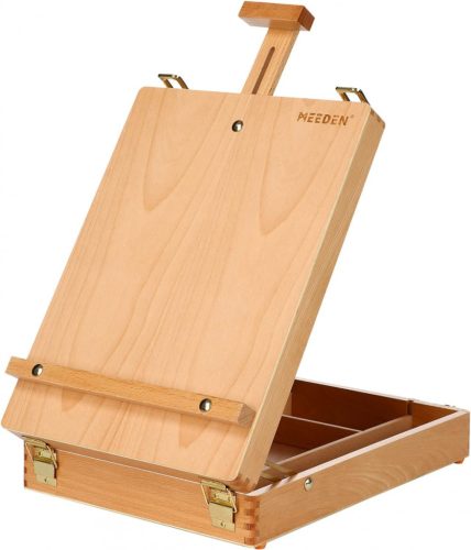 M-ART Festődoboz, asztali festőállvány - MEEDEN Solid Beech Wood Tabletop Easel Art Easel with Storage