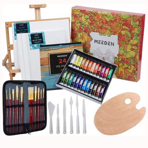 Olajfestő készlet asztali festőállvánnyal - MEEDEN Oil Painting Set with Solid Beech Wood Table Easel