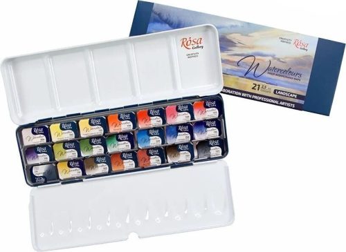 Akvarellfesték készlet, szilkés - Rósa Gallery Landscape Indigó - 21 x 2,5 ml - fémdobozos
