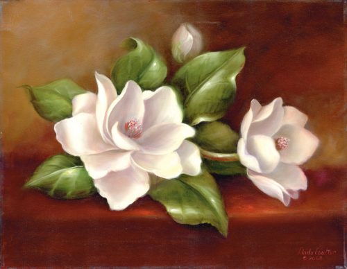Kifestő készlet vászonra, akrilfestékkel, ecsettel, felnőtteknek - 28x36 cm - Magnóliák