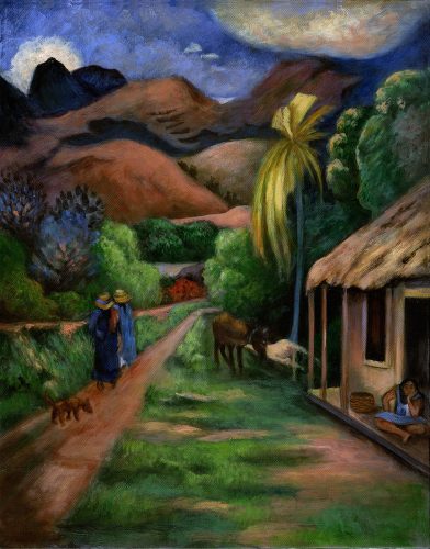 Kifestő készlet vászonra, akrilfestékkel, ecsettel, felnőtteknek - 28x36 cm - Hegyi út