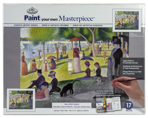 Kifestő készlet vászonra, akrilfestékkel, ecsettel, felnőtteknek - 23x31 cm - Georges Seurat: Vasárnap délután