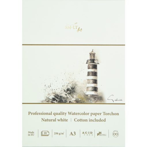 Akvarelltömb - SMLTArt Professional Watercolor Torchon 250gr, 10 lapos művésztömb, A3