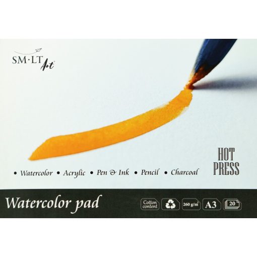 Akvarelltömb - SMLT Watercolor 260gr, 20 lapos művésztömb - Melegen préselt - A3