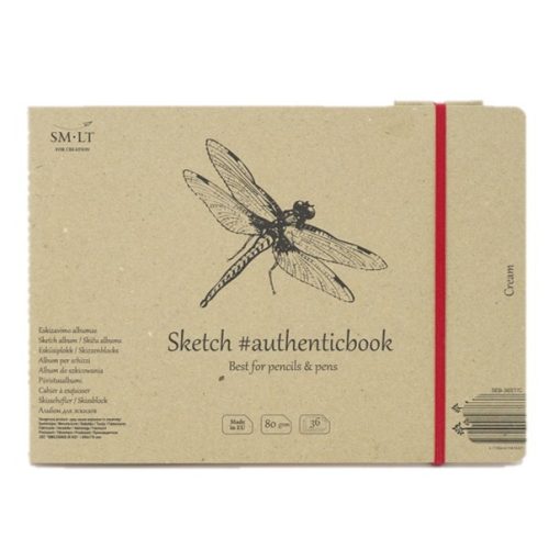 Vázlattömb - SMLT Sketch authenticbook - Krémszínű, 80gr, 36 lapos, 17,6x24,5cm