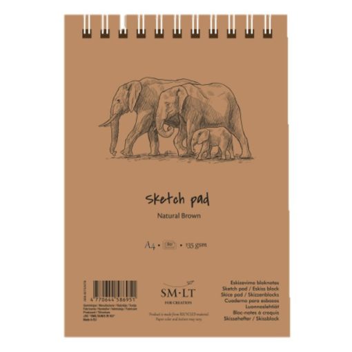 Vázlattömb - SMLT Sketch Pad - Natúr barna, 135 gr, 80 lapos A5