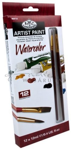 Tubusos akvarellfesték készlet 2 db ecsettel - Royal 12 x 12 ml