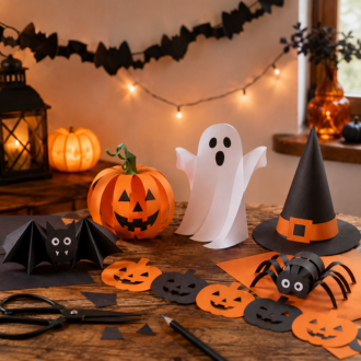 Halloween dekoráció házilag papírból – 5 ötlet sablon nélkül