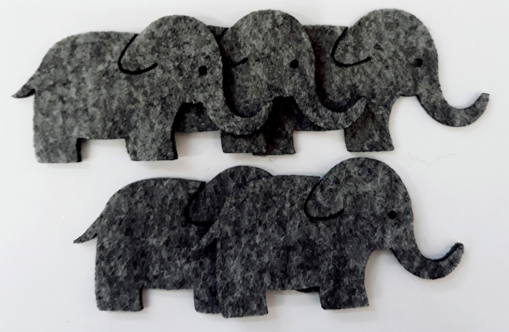 Filcfigura elefántok 5db/cs, kb.6cm 23217
